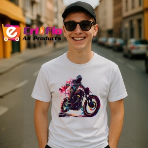 Tricou Motociclist cu vopsea stropita in fundal Copii | Dama | Barbat