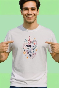 Tricou Music Clef Colorat Cu Note, Copii | Dama | Barbat - Img 2