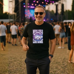 Tricou Music Feels Like Home Boxe Violet, Copii | Dama | Barbat, culoare negru - Img 4