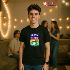Tricou Music Is Freedom Poster Colorat, Copii | Dama | Barbat, culoare negru - Img 7