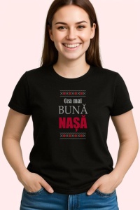 Tricou Nasa V5 Text Roz, din bumbac 100%, tricou negru Dama | Barbat - Img 2