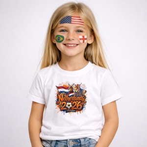Tricou Netherlands World Cup 2026 Fifa, din bumbac 100%, tricou alb, Copii | Dama | Barbat - Img 2