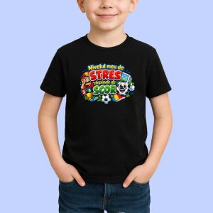 Tricou Nivelul Meu De Stres Depinde De Scor Fotbal, din bumbac 100%, tricou negru Copii | Dama | Barbat