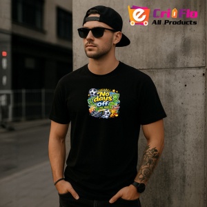 Tricou No Days Off Minge Fotbal Design Sportiv V1, din bumbac 100%, tricou negru Copii | Dama | Barbat - Img 6