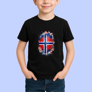 Tricou Norway Steag Splash Art, Copii | Dama | Barbat, culoare negru - Img 3