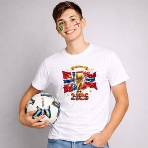 Tricou Norway World Cup 2026 Fifa V2, din bumbac 100%, tricou alb, Copii | Dama | Barbat - Img 2