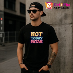 Tricou Not Today Satan Text Mare Colorat, din bumbac 100%, tricou negru Copii | Dama | Barbat - Img 6