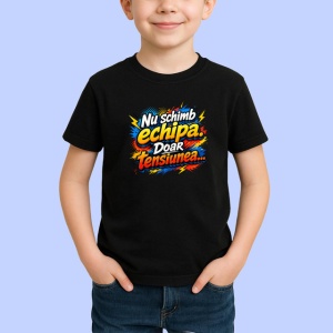 Tricou Nu Schimb Echipa Doar Tensiunea Fotbal, din bumbac 100%, tricou negru Copii | Dama | Barbat - Img 2