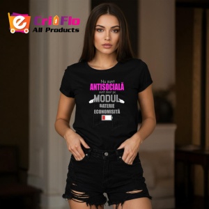 Tricou Nu Sunt Antisociala Sunt Pe Modul Economisire Baterie, din bumbac 100%, tricou negru Dama - Img 3