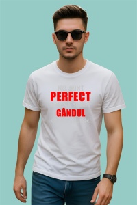 Tricou Nu Sunt Perfect Dar Ma Sperie Gandut Ca Pot Ajunge, din bumbac 100%, tricou alb, Dama | Barbat - Img 2