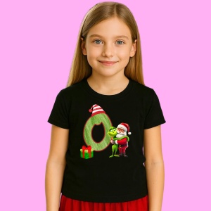 Tricou O Litere Craciun Cu Mos Si Spiridus Verde, din bumbac 100% Copii | Dama | Barbat - Img 3