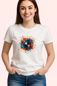 Tricou Obiectiv camera cu efecte splash colorate Copii | Dama | Barbat - Img 3