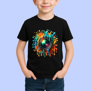 Tricou Obiectiv camera stil graffiti fotografie si arta digitala Copii | Dama | Barbat, culoare negru - Img 4