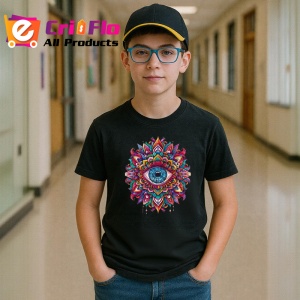 Tricou Ochi mandala armonie rosie portocalie, Copii | Dama | Barbat , tricou negru - Img 5