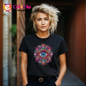 Tricou Ochi mandala armonie rosie portocalie, Copii | Dama | Barbat , tricou negru - Img 8