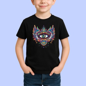 Tricou Ochi mandala centru flacara divina, Copii | Dama | Barbat , tricou negru - Img 2