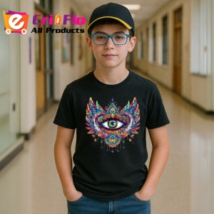 Tricou Ochi mandala centru flacara divina, Copii | Dama | Barbat , tricou negru - Img 6