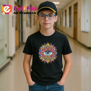 Tricou Ochi mandala detalii fuziune paun, Copii | Dama | Barbat , tricou negru - Img 6