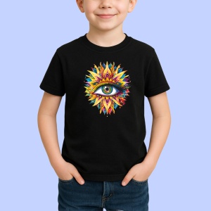 Tricou Ochi mandala floare soare radianta, Copii | Dama | Barbat , tricou negru - Img 2