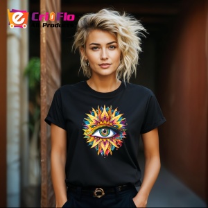 Tricou Ochi mandala floare soare radianta, Copii | Dama | Barbat , tricou negru - Img 8