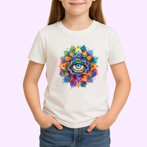 Tricou ochi mandala prisma amestec acuarela, Copii | Dama | Barbat - Img 3