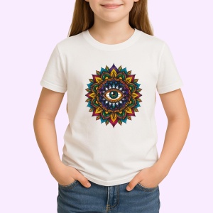 Tricou ochi mandala tribal verde portocaliu, Copii | Dama | Barbat - Img 3