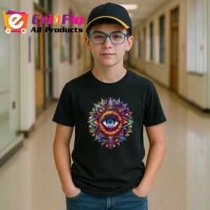 Tricou Ochi mandala violet albastru vibrant, Copii | Dama | Barbat , tricou negru - Img 5