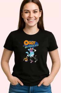 Tricou Oggy and the cockroaches motanul albastru si cei trei gandaci nazdravani, Copii | Dama | Barbat , tricou negru - Img 3
