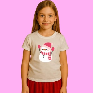 Tricou Om De Zapada Cu Caciula Roz Si Fular Albastru, din bumbac 100%, tricou alb, Copii | Dama | Barbat - Img 3