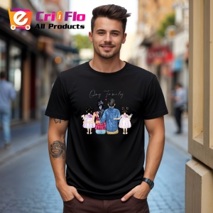 Tricou One Family Illustration, din bumbac 100%, tricou negru, Dama | Barbat - Img 3