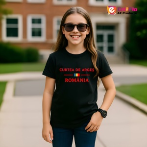 Tricou ORAS CURTEA DE ARGES Negru |Colectia Tricouri Romania - Img 9