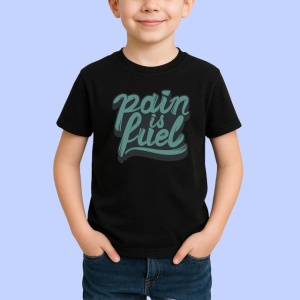 Tricou Pain Is Fuel Text Gri Stilizat V1, din bumbac 100%, tricou negru Copii | Dama | Barbat - Img 2