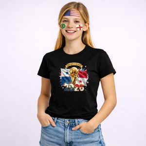 Tricou Panama World Cup 2026 Fifa V2, din bumbac 100%, tricou negru, Copii | Dama | Barbat