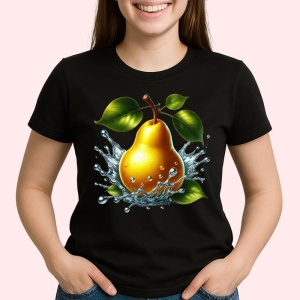 Tricou Para aurie si stropi limpezi, Fructe, Copii | Dama, culoare negru - Img 2
