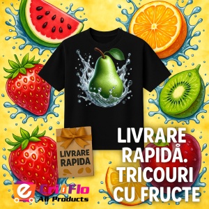 Tricou Para verde in splash cristalin, Fructe, Copii | Dama, culoare negru - Img 12