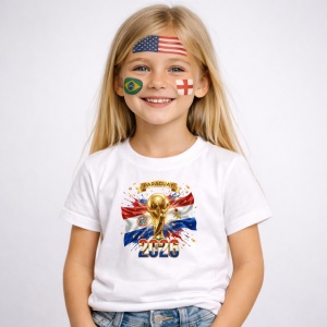 Tricou Paraguay World Cup 2026 Fifa V2, din bumbac 100%, tricou alb, Copii | Dama | Barbat - Img 2