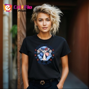 Tricou Party In The Usa Vaca Ochelari Steag, din bumbac 100%, tricou negru Copii | Dama | Barbat - Img 8