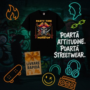 Tricou Party time nonsdtop Negru, Copii | Dama | Barbat - Img 10