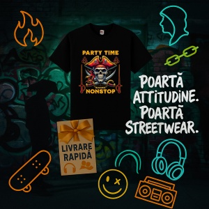 Tricou Party time nonsdtop Negru, Copii | Dama | Barbat - Img 14