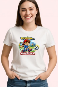 Tricou Passing Sometimes Copil Fotbalist Minge V1, din bumbac 100% , tricou alb pentru Copii | Dama | Barbat