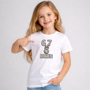 Tricou Paste 67 Bunny Bruh Ochelari Pastel Aesthetic, din bumbac 100%, tricou alb, Copii | Dama | Barbat