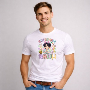 Tricou Paste 67 Kpop Chibi Bruh Easter Girl Pastel, din bumbac 100%, tricou alb, Copii | Dama | Barbat - Img 2