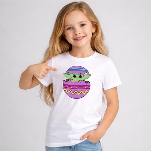 Tricou Paste Baby Yoda Grogu Paste Ou Spart Colorat, din bumbac 100%, tricou alb, Copii | Dama | Barbat - Img 2