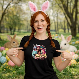 Tricou Paste Bunny Boys Kpop Easter Grup Stil Cool, din bumbac 100%, tricou negru, Copii | Dama | Barbat - Img 9