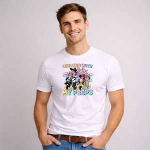 Tricou Paste Chilling With My Peeps Personaje Stil Funny, din bumbac 100%, tricou alb, Copii | Dama | Barbat - Img 2