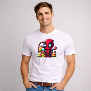 Tricou Paste Deadpool Paste Oua Colorate Cos, din bumbac 100%, tricou alb, Copii | Dama | Barbat - Img 3