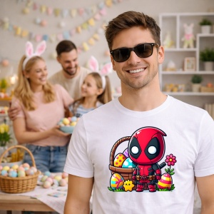Tricou Paste Deadpool Paste Oua Colorate Cos, din bumbac 100%, tricou alb, Copii | Dama | Barbat - Img 7