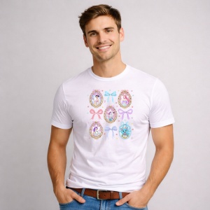 Tricou Paste Easter Frames Set Pastel Kawaii Design, din bumbac 100%, tricou alb, Copii | Dama | Barbat