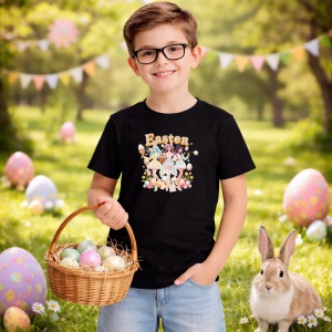 Tricou Paste Easter Girls Grup Fashion Pastel Aesthetic, din bumbac 100%, tricou negru, Copii | Dama | Barbat - Img 5