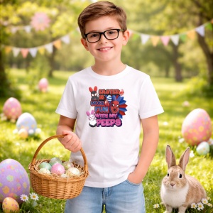 Tricou Paste Easter Is More Fun With My Peeps Spiderman Stil, din bumbac 100%, tricou alb, Copii | Dama | Barbat - Img 5